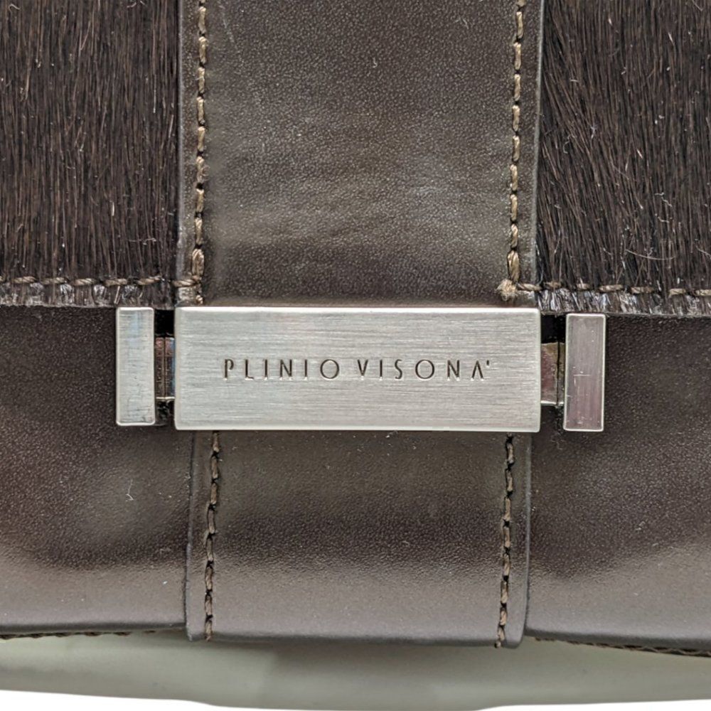 Plinio Visona’s Women's Italian Spazzolatto and Hair Calf Sleek Brown Clutch Bag - Picture 3 of 7
